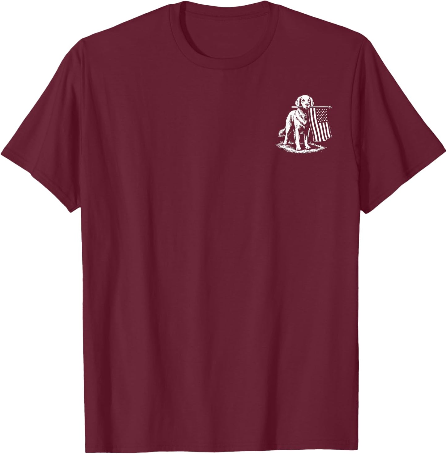 (2 Sided) Golden Retriever Patriotic Dog 250 Years 1776 2026 T-Shirt - T-Shirt | Maroon