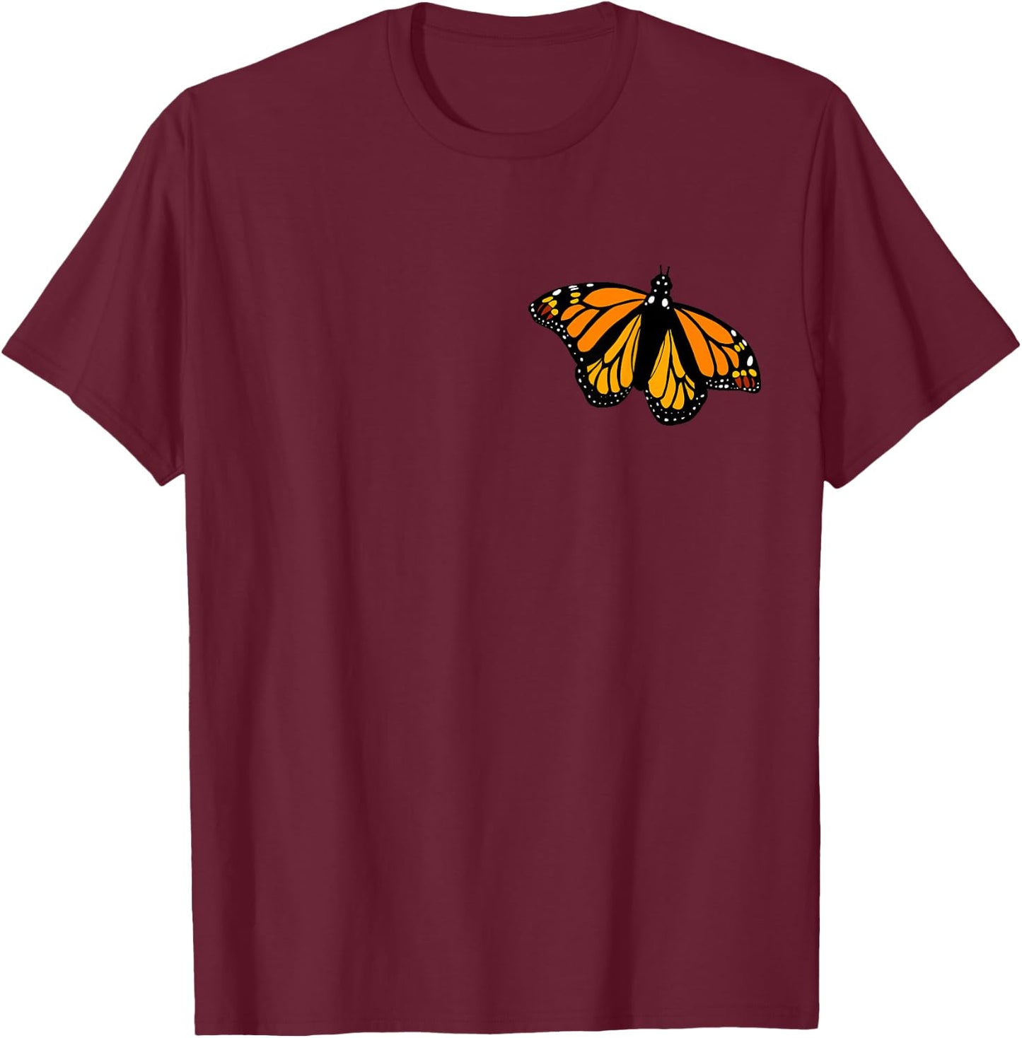 Monarch Butterfly Pocket Shirt by Milkweed Mavens Nature T-Shirt - T-Shirt | Maroon