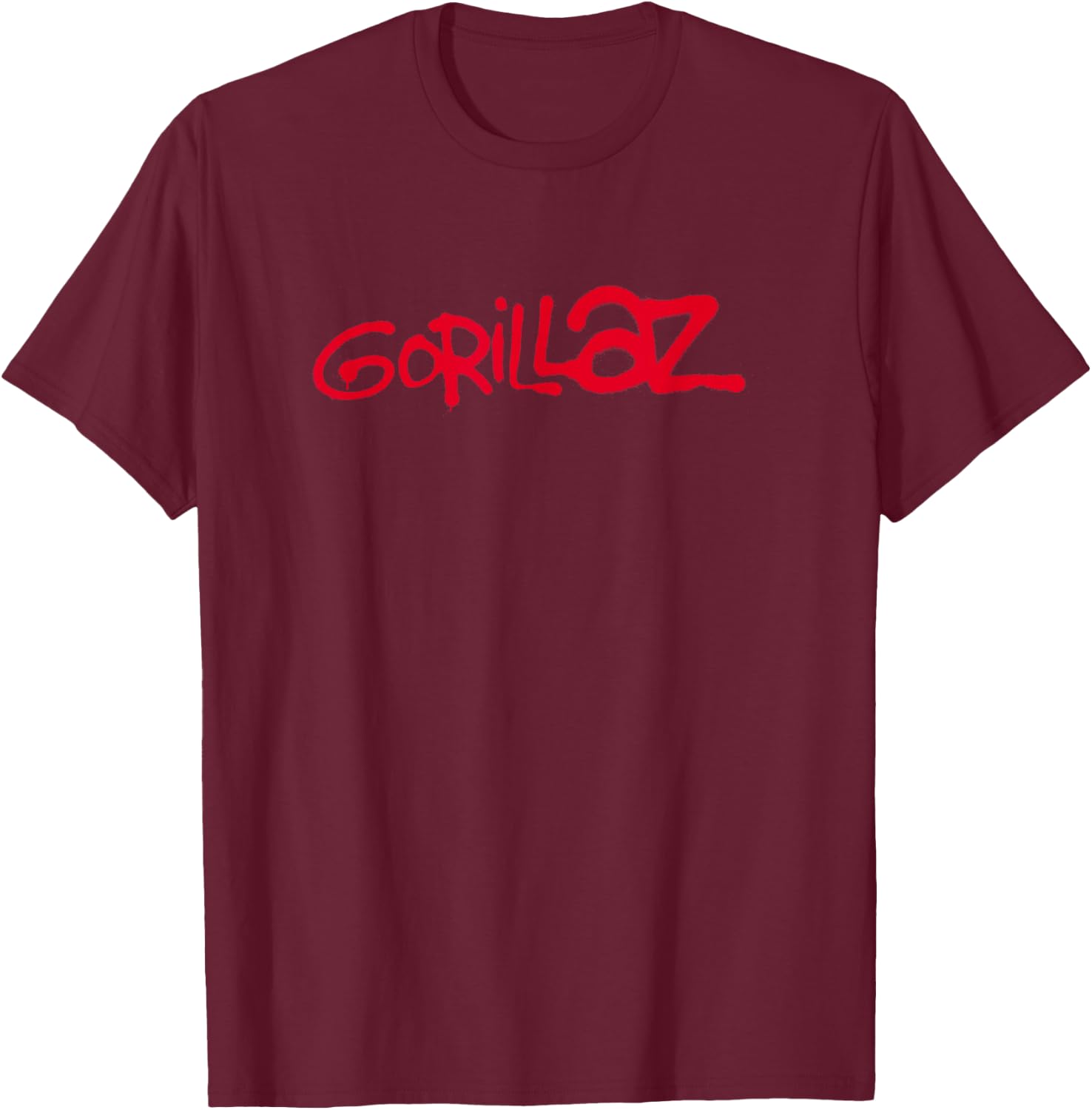 Gorillaz Paint Brush Red Logo , black T-Shirt - T-Shirt | Maroon