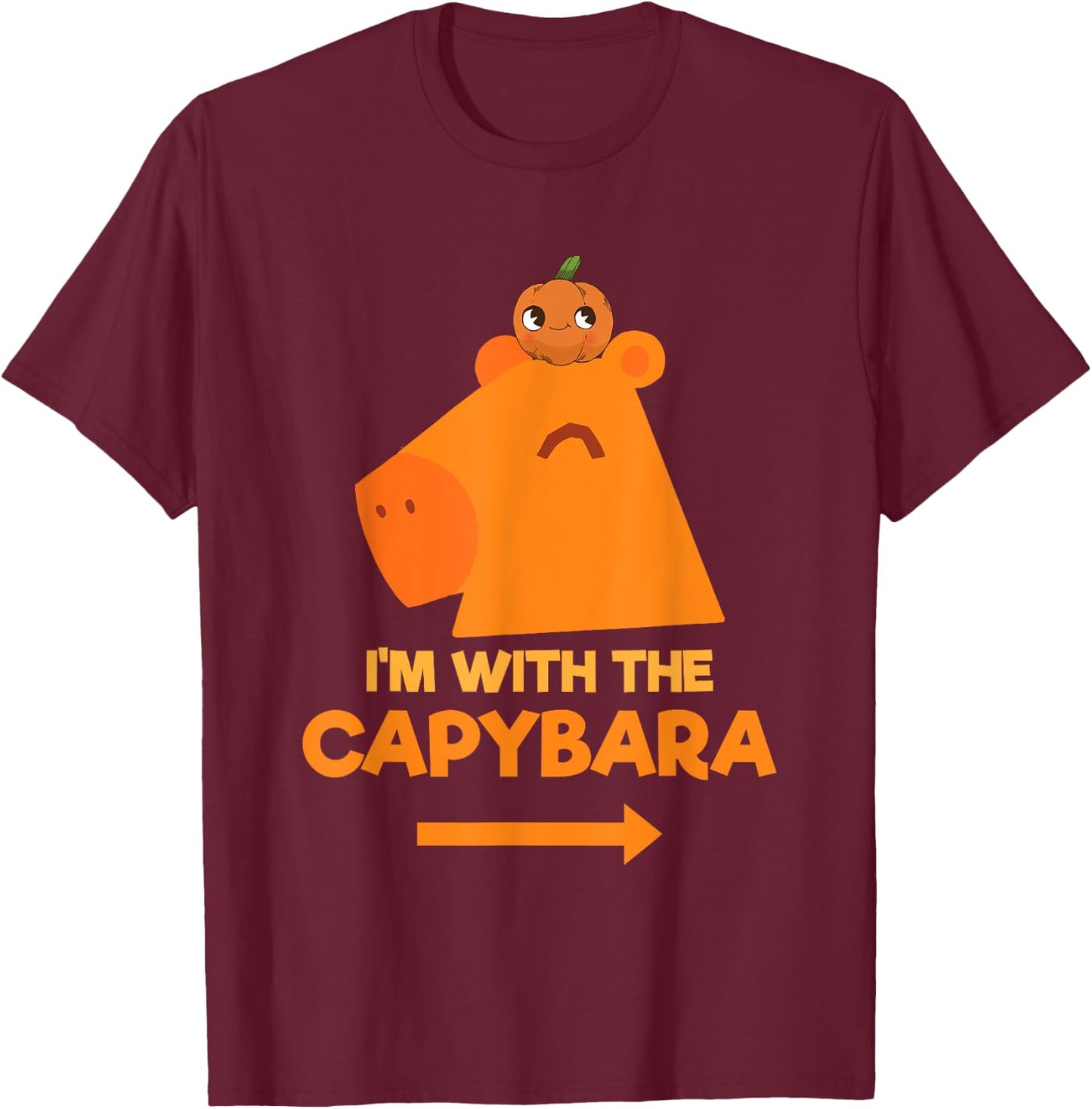 I'm With The Capybara Capy Animal Lover Lazy Halloween T-Shirt - T-Shirt | Maroon