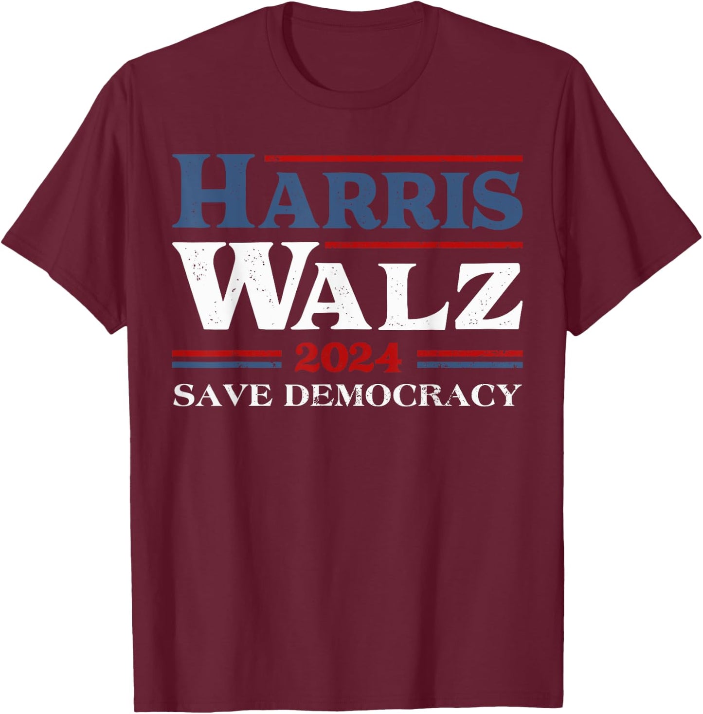 Madam Kamala Harris Waltz 2024 Election Save Democracy T-Shirt - T-Shirt | Maroon