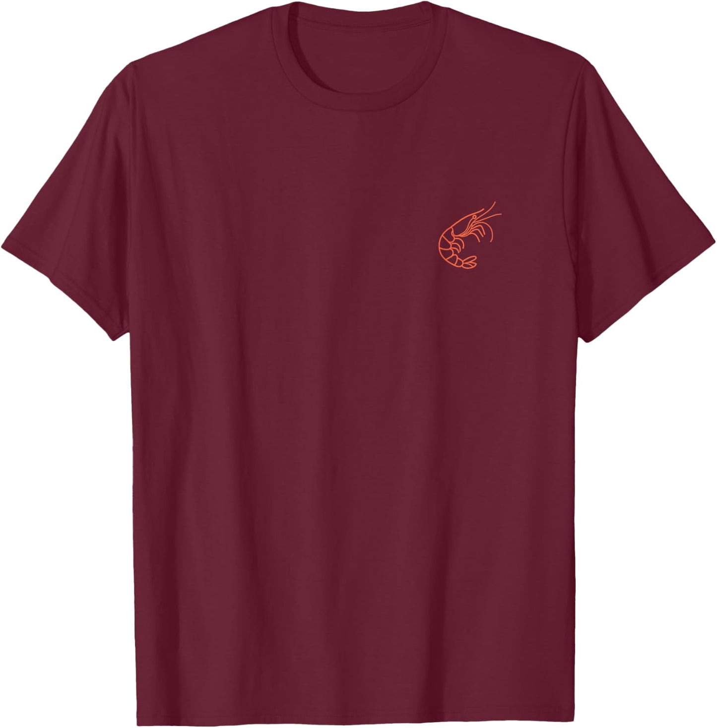 Small Crustacean Shrimp Cute Minimalist Simple Shrimp T-Shirt - T-Shirt | Maroon