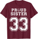 Custom Proud Football Sister Number 33 Personalized Women T-Shirt - T-Shirt | Maroon