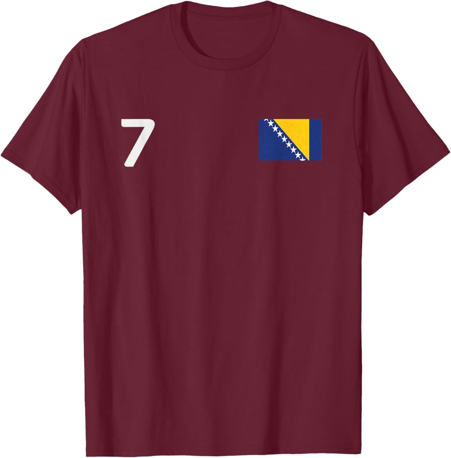 Bosnia and Herzegovina 7 National Flag Country Pride T-Shirt - T-Shirt | Maroon