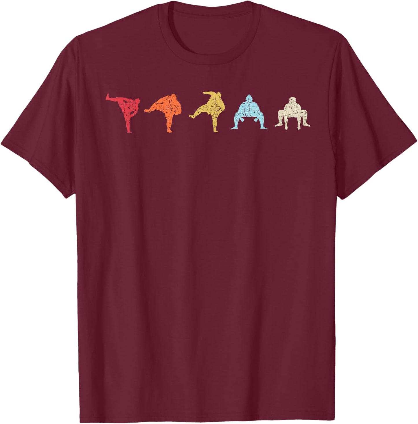 Sumo Wrestling Vintage Sumo Wrestler Retro Sumo T-Shirt - T-Shirt | Maroon