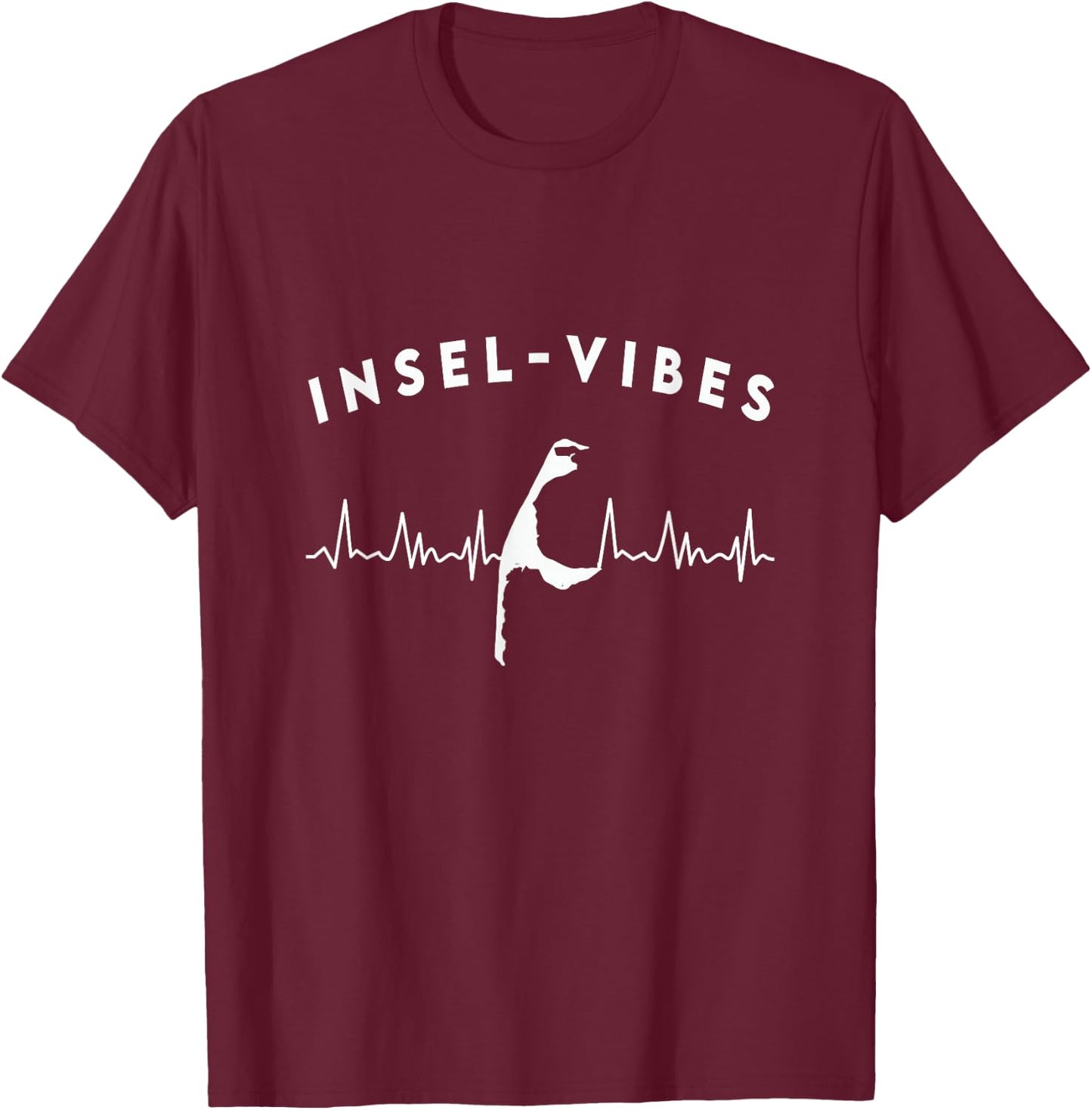 Insel Vibes Silhouette Sylt & Herzschlag T-Shirt - T-Shirt | Maroon