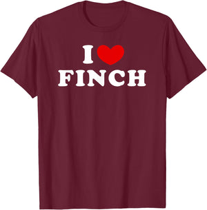 Personalized For Finch & Friends I Love Finch Women's Adult Black V-Neck Short Sleeve Classic Fit Small EU 16-16.5 T-Shirt - T-Shirt | Maroon