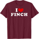Personalized For Finch & Friends I Love Finch Women's Adult Black V-Neck Short Sleeve Classic Fit Small EU 16-16.5 T-Shirt - T-Shirt | Maroon