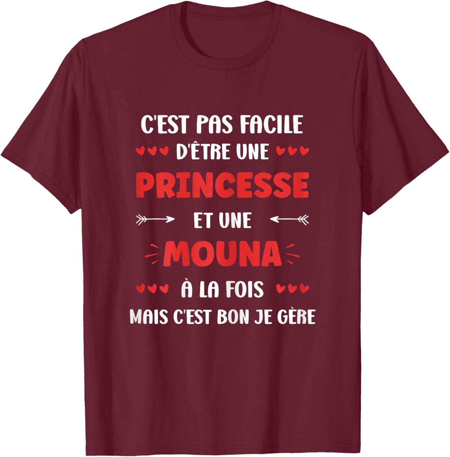 Princess Super Mouna Girl Name Humour Mouna , Black, Female X-Small T-Shirt - T-Shirt | Maroon