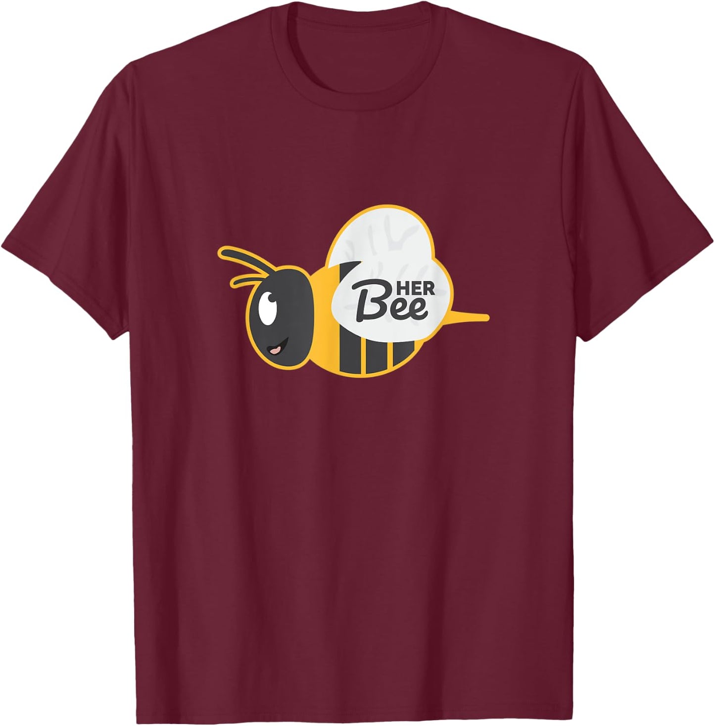 Her Bee His Honey Couple Matching Valentine's Day Gifts T-Shirt - T-Shirt | Maroon