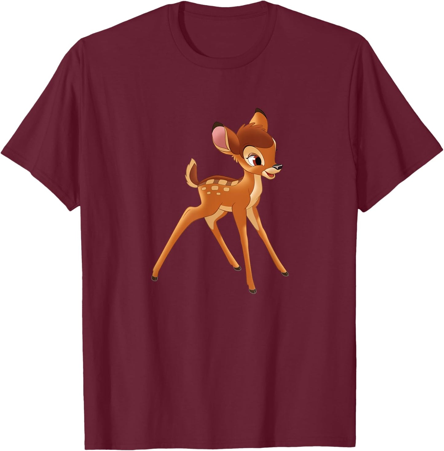 Bambi Fawn Retro , Black, S T-Shirt - T-Shirt | Maroon