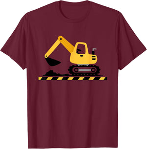 Excavator Construction Site Construction Worker Truck Construction Site Vehicle Boy , gray T-Shirt - T-Shirt | Maroon