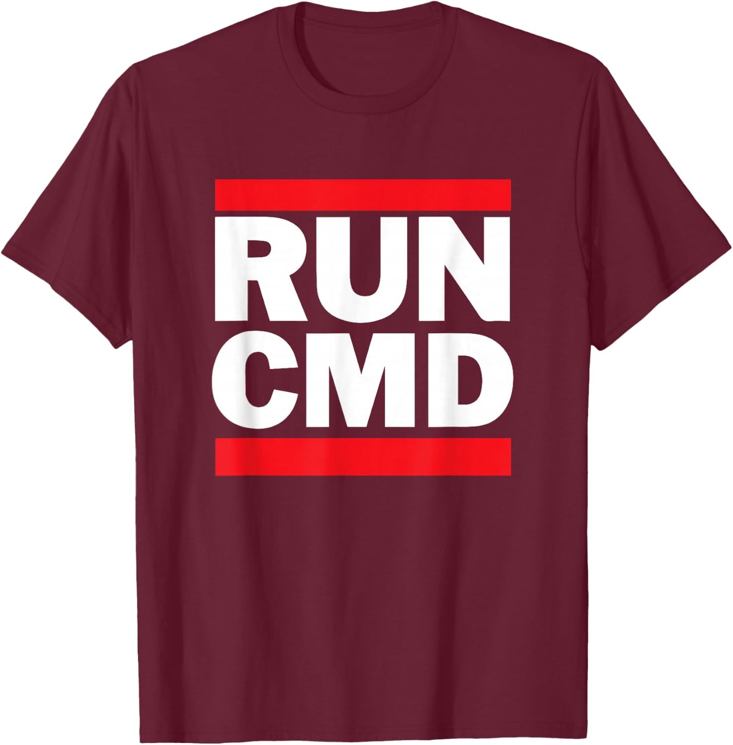 Run-CMD Designs Men's Black Classic Fit Short Sleeve - Command Prompt, Computer Programmer T-Shirt - T-Shirt | Maroon