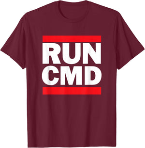 Run-CMD Designs Men's Black Classic Fit Short Sleeve - Command Prompt, Computer Programmer T-Shirt - T-Shirt | Maroon
