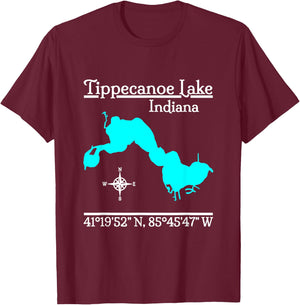 Tippecanoe Lake - Indiana T-Shirt - T-Shirt | Maroon