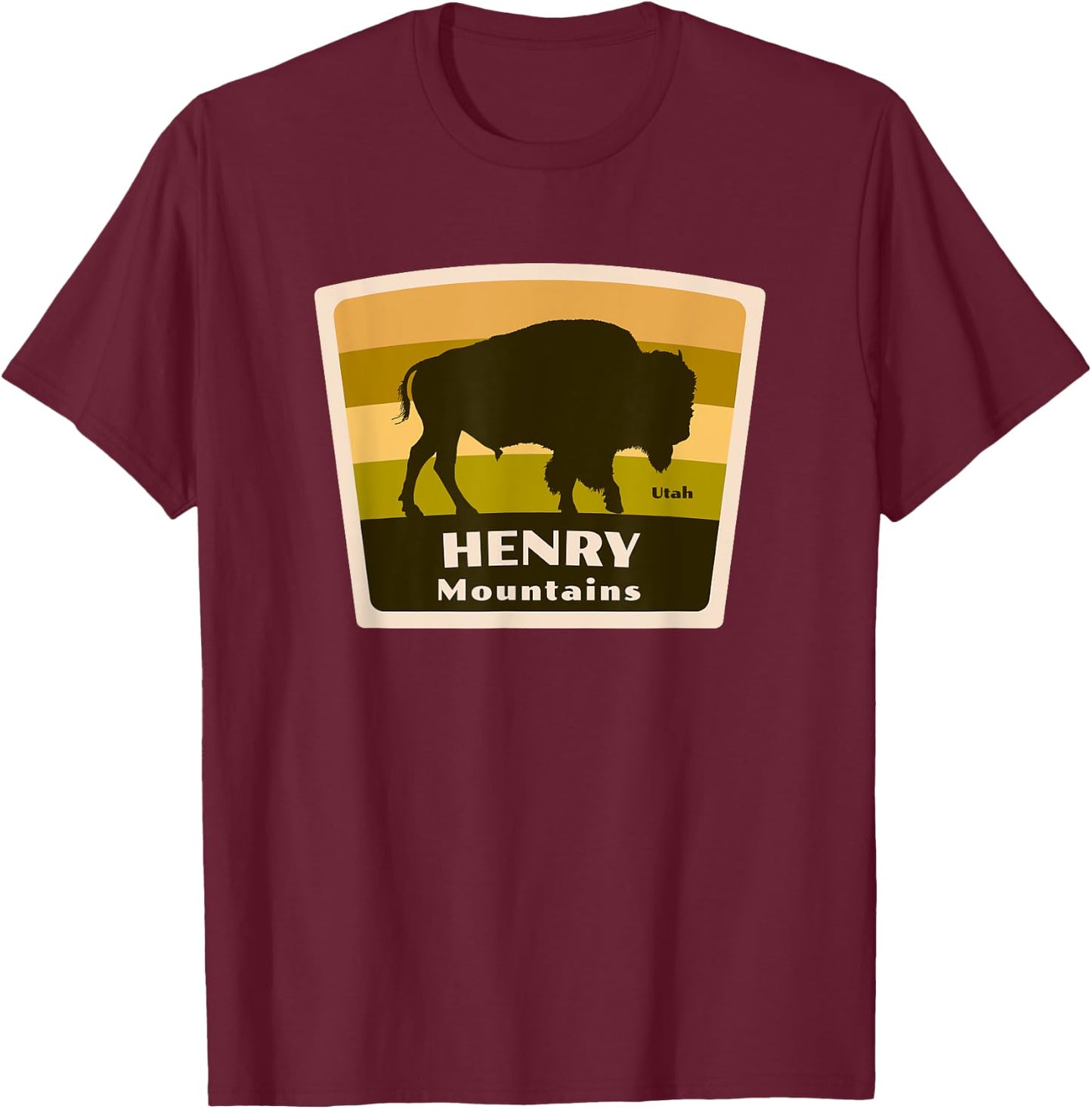 Henry Mountains Utah Bison Herd Vacation Trip Souvenir T-Shirt - T-Shirt | Maroon