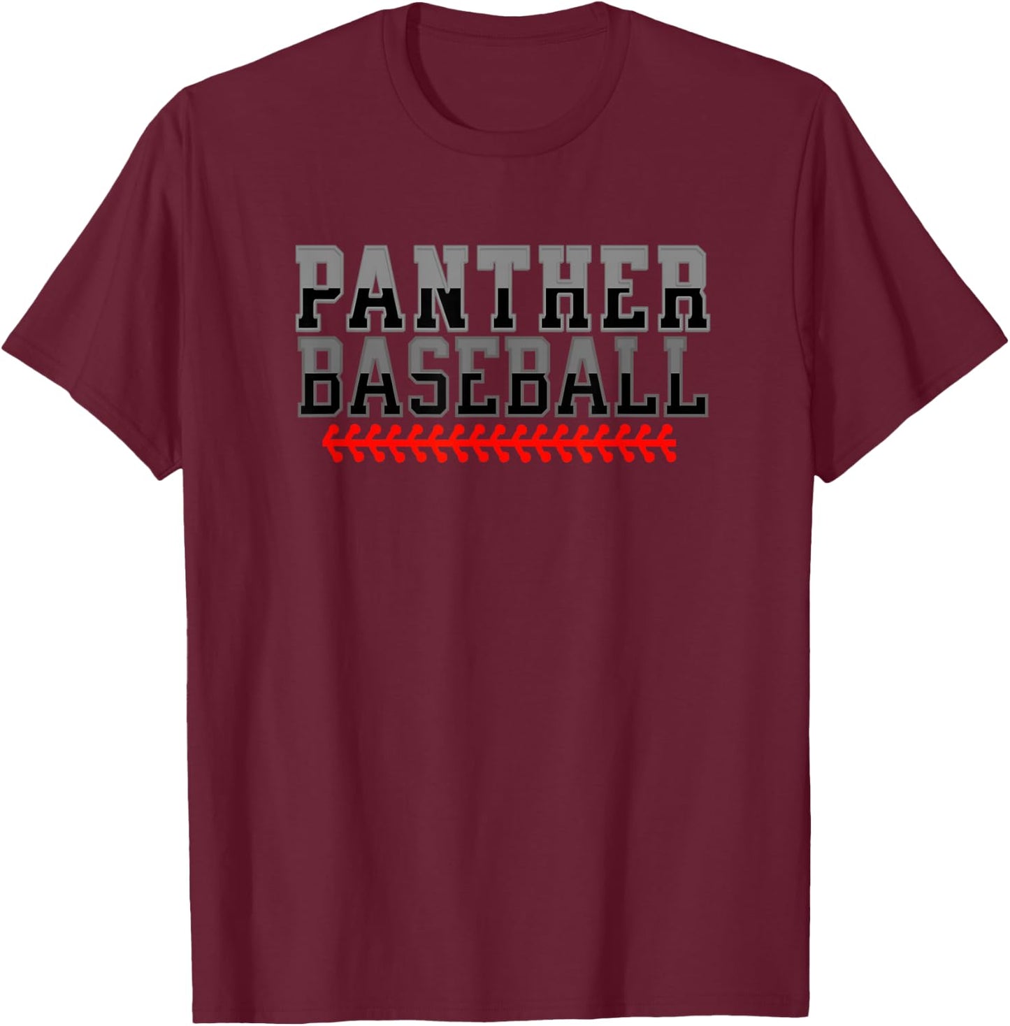 Panther Baseball Stitch Design T-Shirt - T-Shirt | Maroon