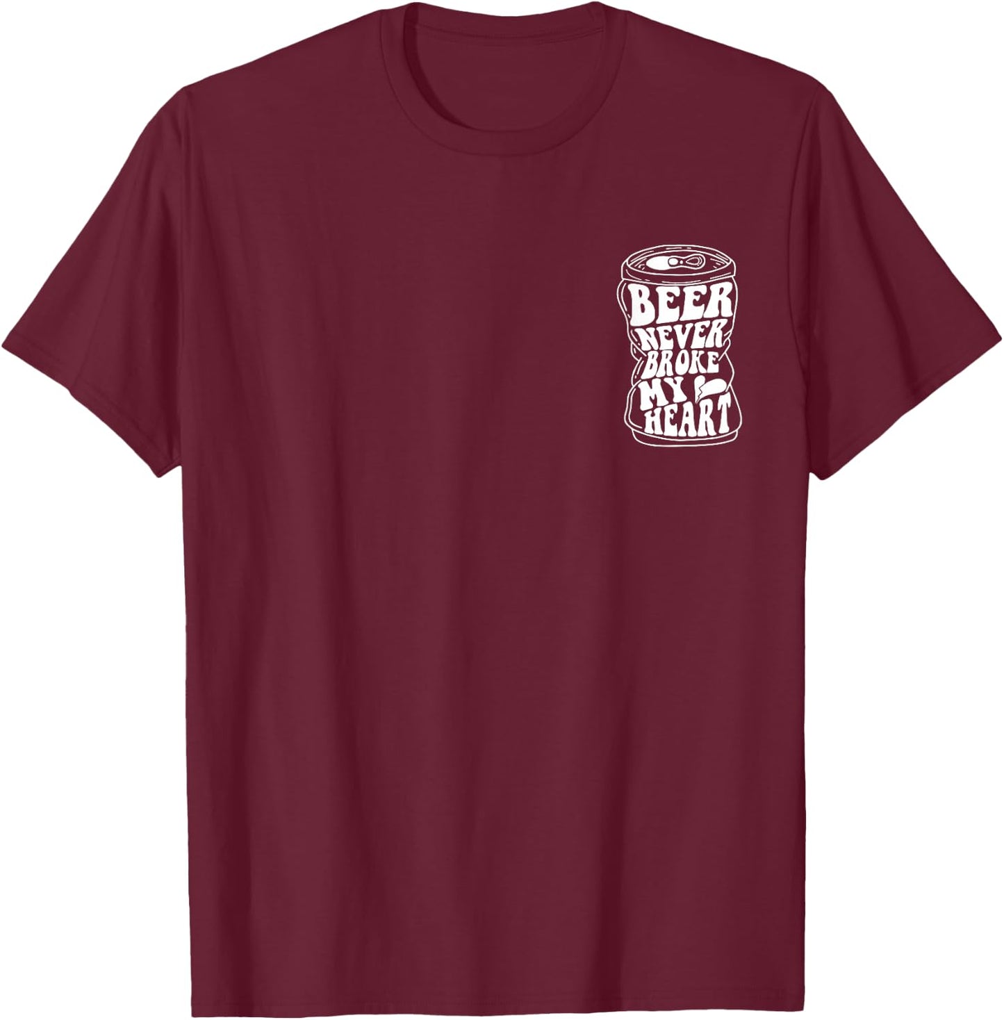 Long Neck Ice Cold Beer Never Broke My Heart Retro T-Shirt - T-Shirt | Maroon