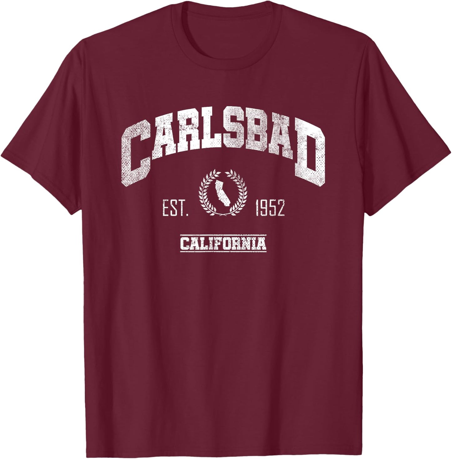 Carlsbad CA | California | Vintage Throwback T-Shirt - T-Shirt | Maroon