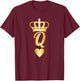 Cool - Gold Queen of Hearts Playing Card T-Shirt - T-Shirt | Maroon