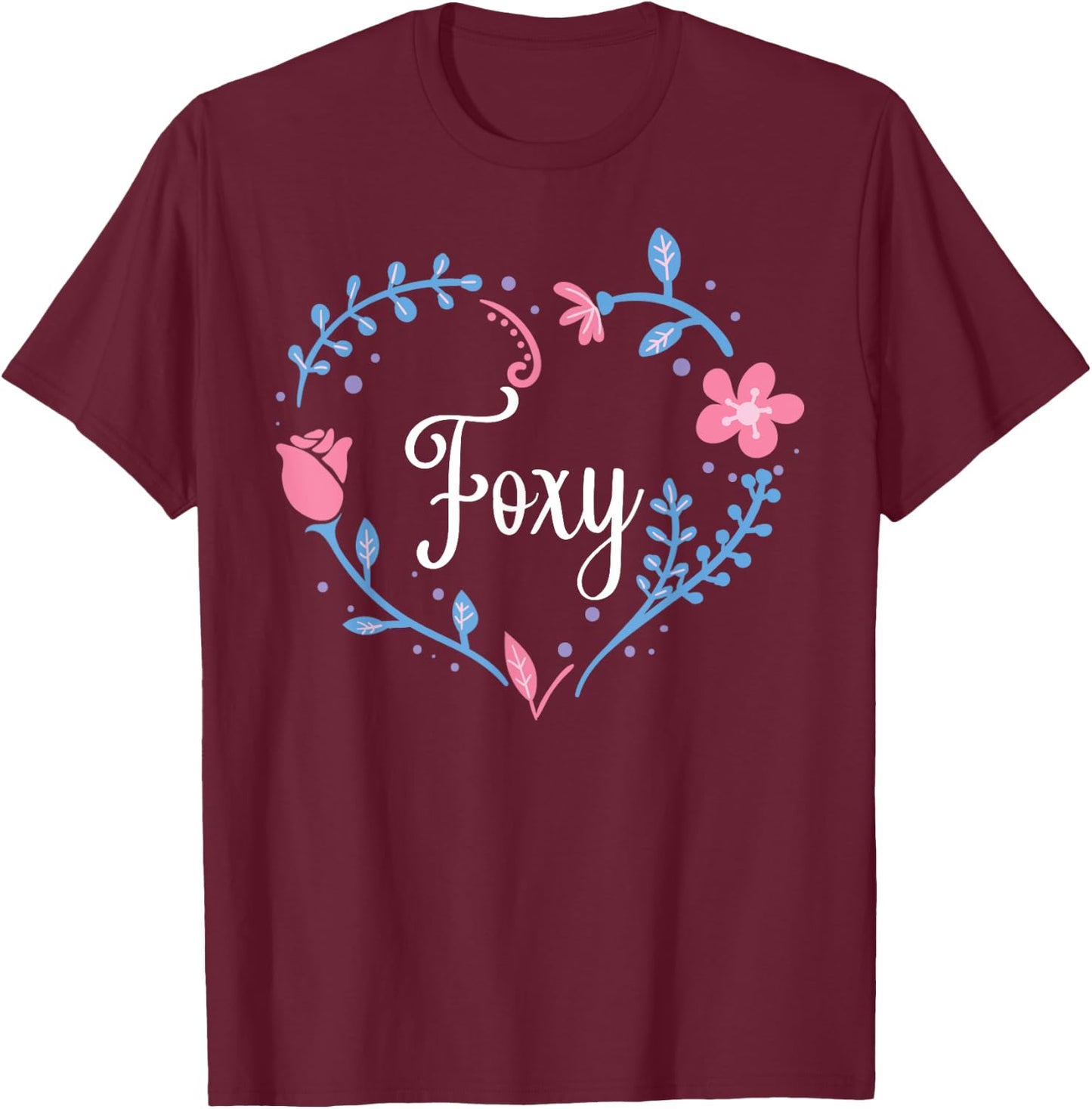 Flower Foxy Grandma Christmas Birthday Gift T-Shirt - T-Shirt | Maroon
