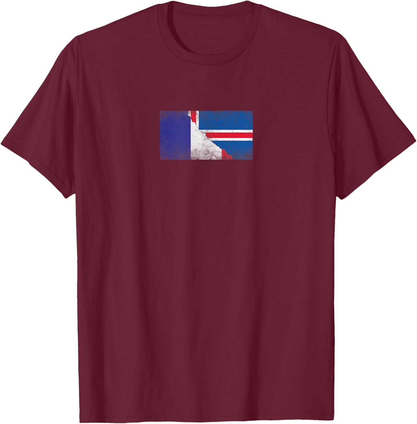 Flags France and Iceland - French Icelandic , Black, S T-Shirt - T-Shirt | Maroon