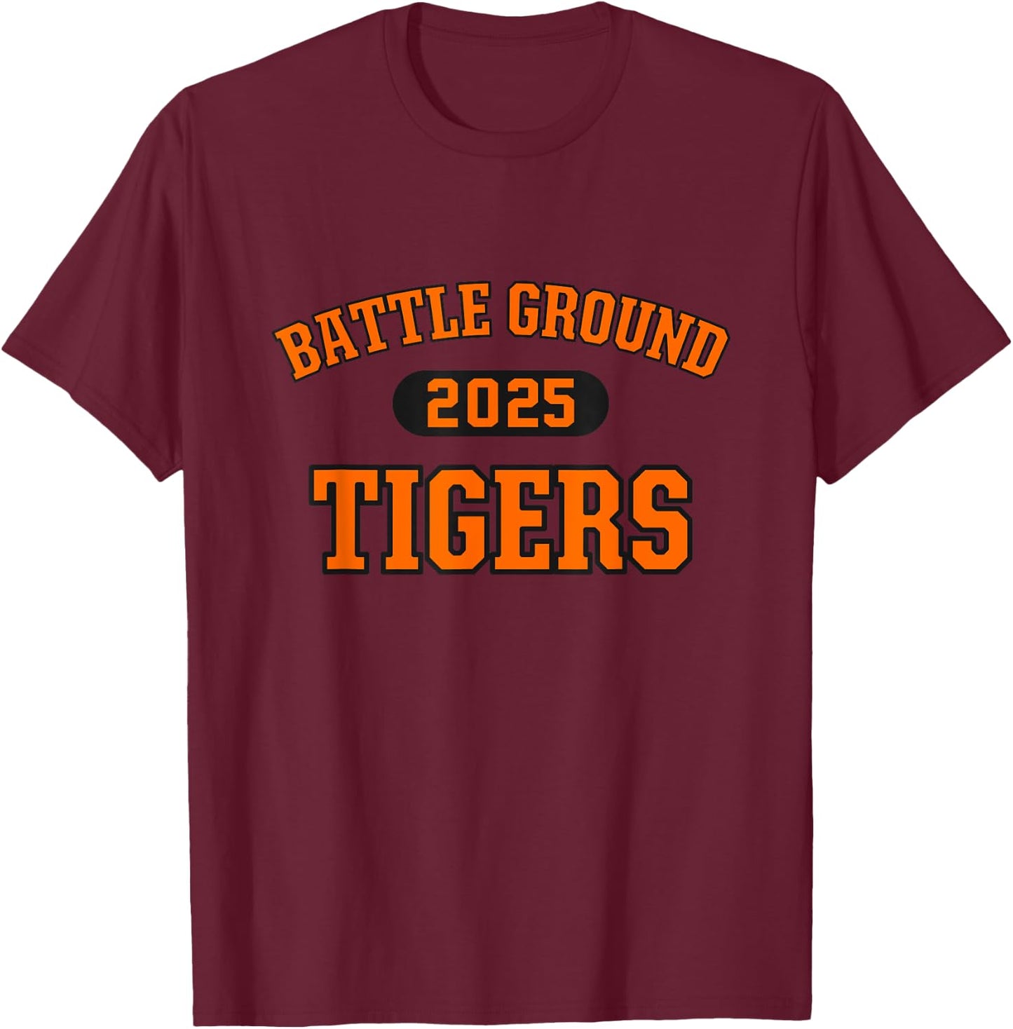 Battle Ground Tigers High School Arch 2025 T-Shirt - T-Shirt | Maroon
