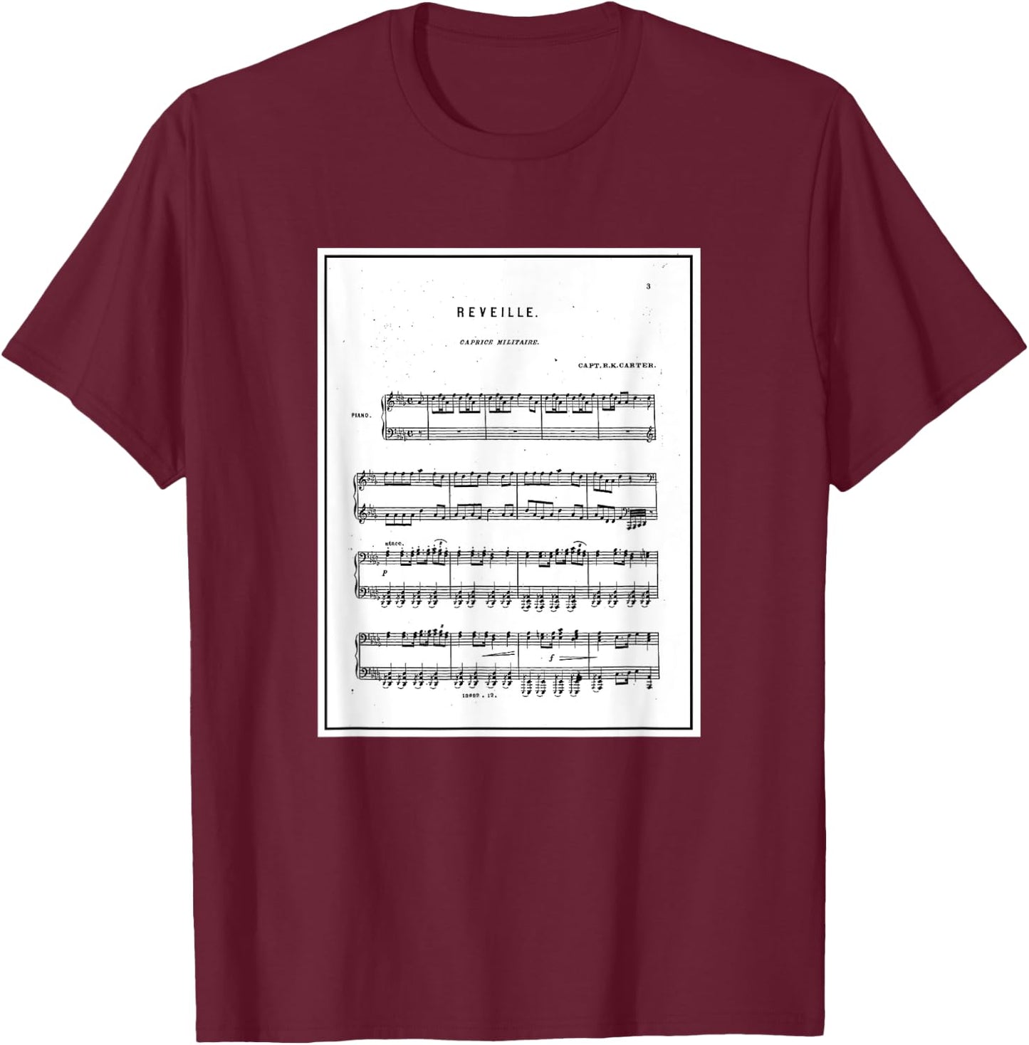 Reveille Sheet Music T-Shirt - T-Shirt | Maroon