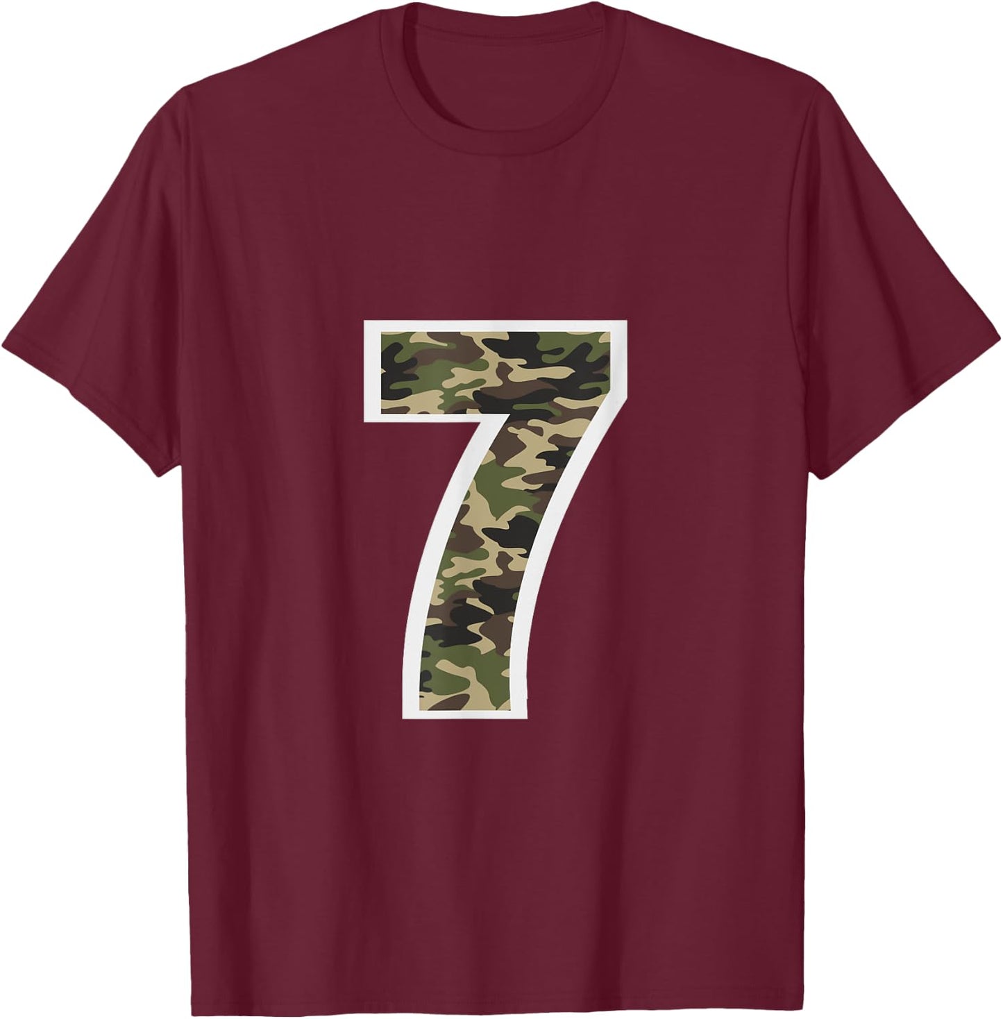7 My Lucky Number Seven Lucky 7 Camo Camouflage T-Shirt - T-Shirt | Maroon