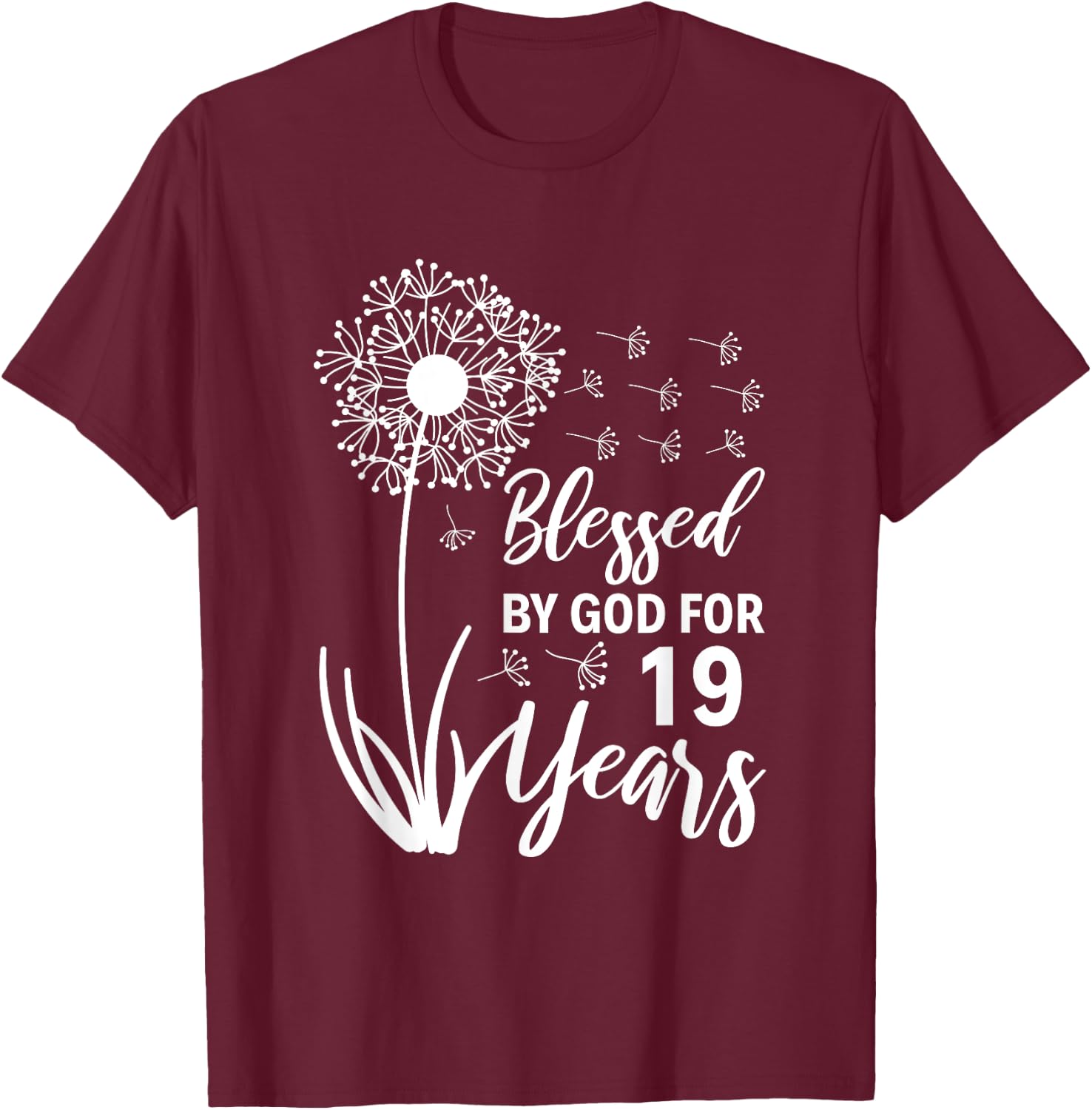 19th Birthday Woman Man Blessed By God For 19 Years T-Shirt - T-Shirt | Maroon