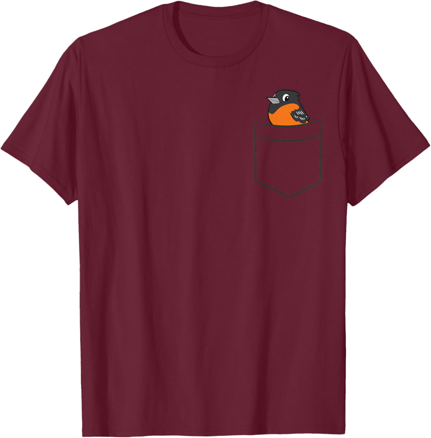 Oriole Bird in A Pocket Cute Pocket Oriole T-Shirt - T-Shirt | Maroon
