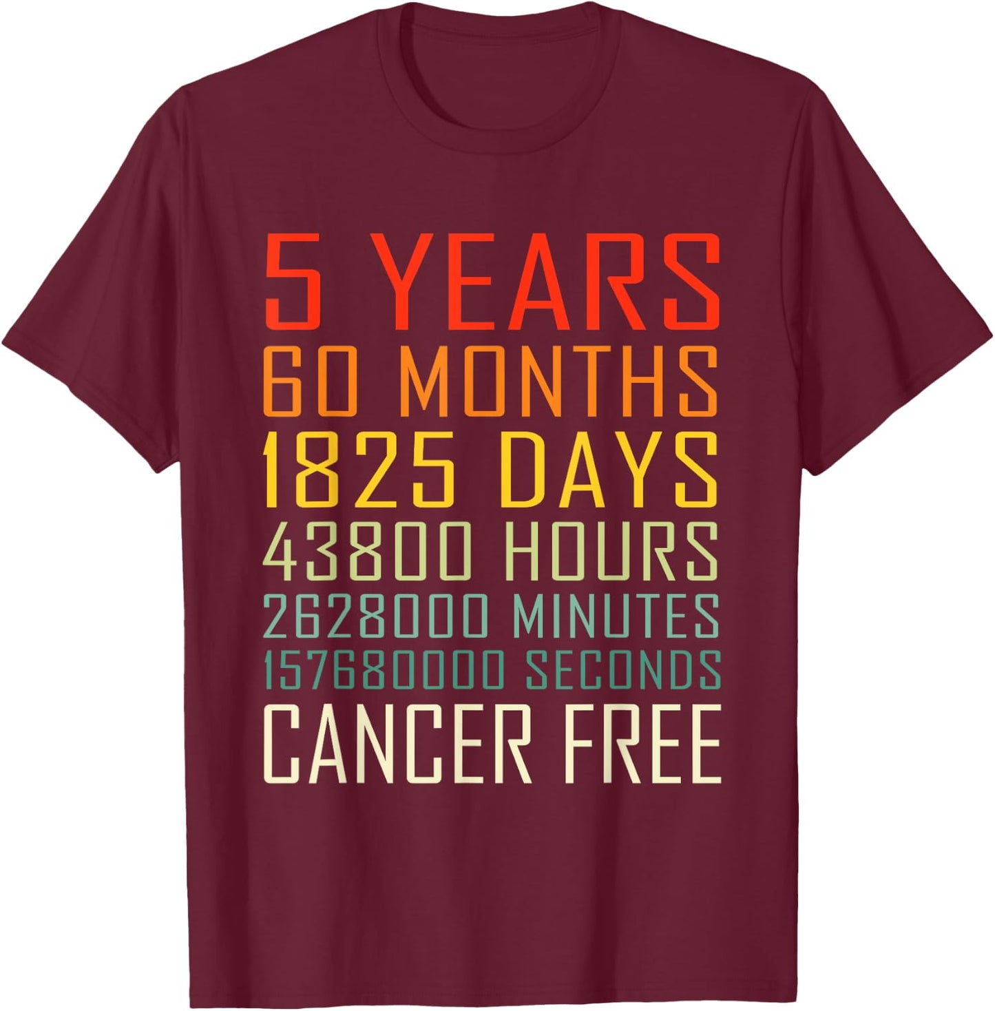 Vintage Cancer Awareness Vintage 5 Years Cancer Free T-Shirt - T-Shirt | Maroon