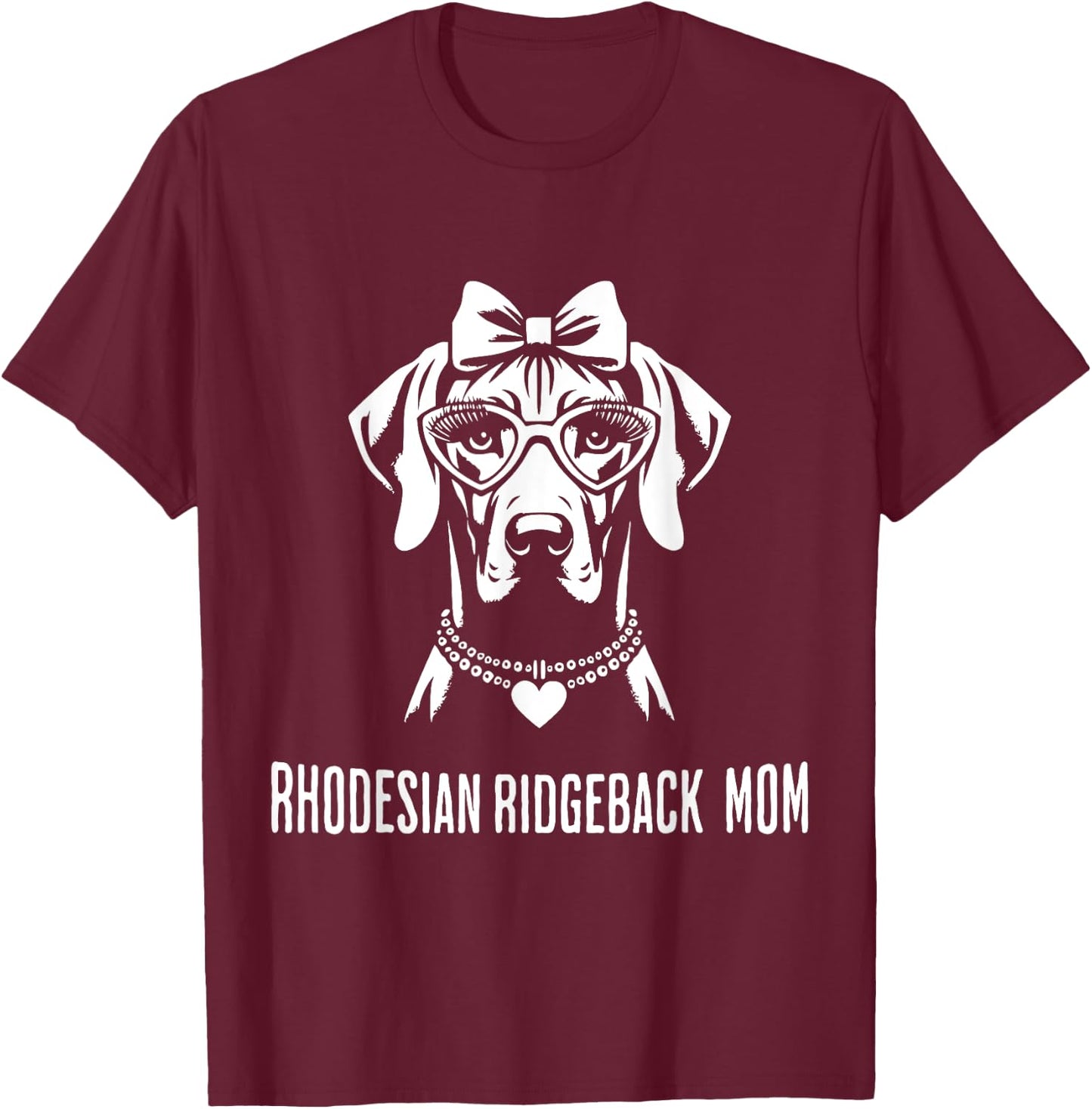 Rhodesian Ridgeback Mama Hund Herz Grafikdesign T-Shirt - T-Shirt | Maroon