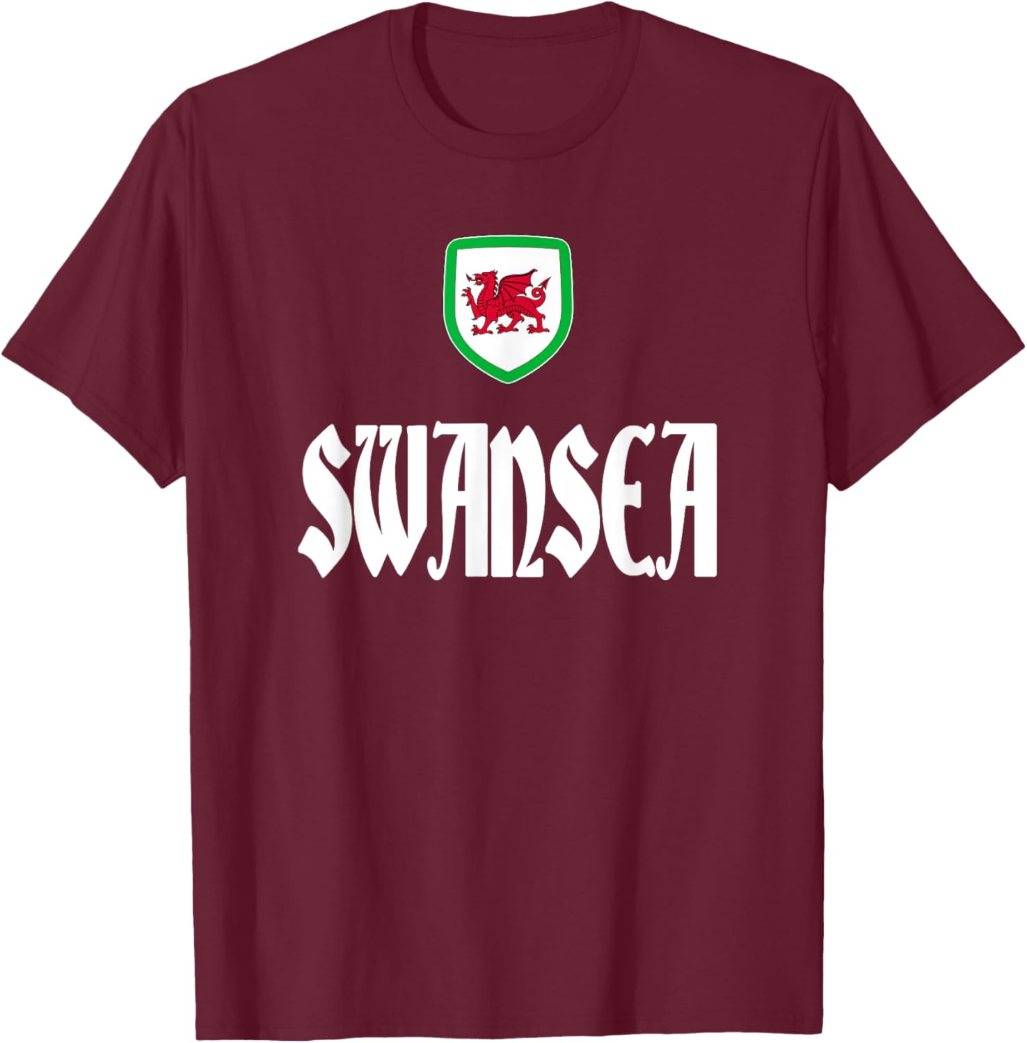 Swansea City Welsh Souvenir Travel T-Shirt - T-Shirt | Maroon