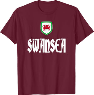 Swansea City Welsh Souvenir Travel T-Shirt - T-Shirt | Maroon