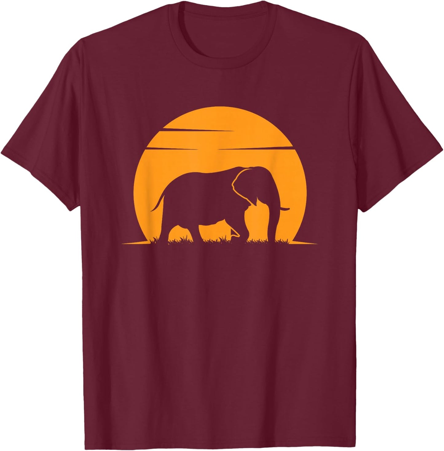 Joli Cadeau éléphant Coucher de Soleil pour Les Amoureux des éléphants, Femmes, Hommes, Enfants T-Shirt - T-Shirt | Maroon