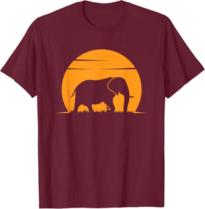 Joli Cadeau éléphant Coucher de Soleil pour Les Amoureux des éléphants, Femmes, Hommes, Enfants T-Shirt - T-Shirt | Maroon
