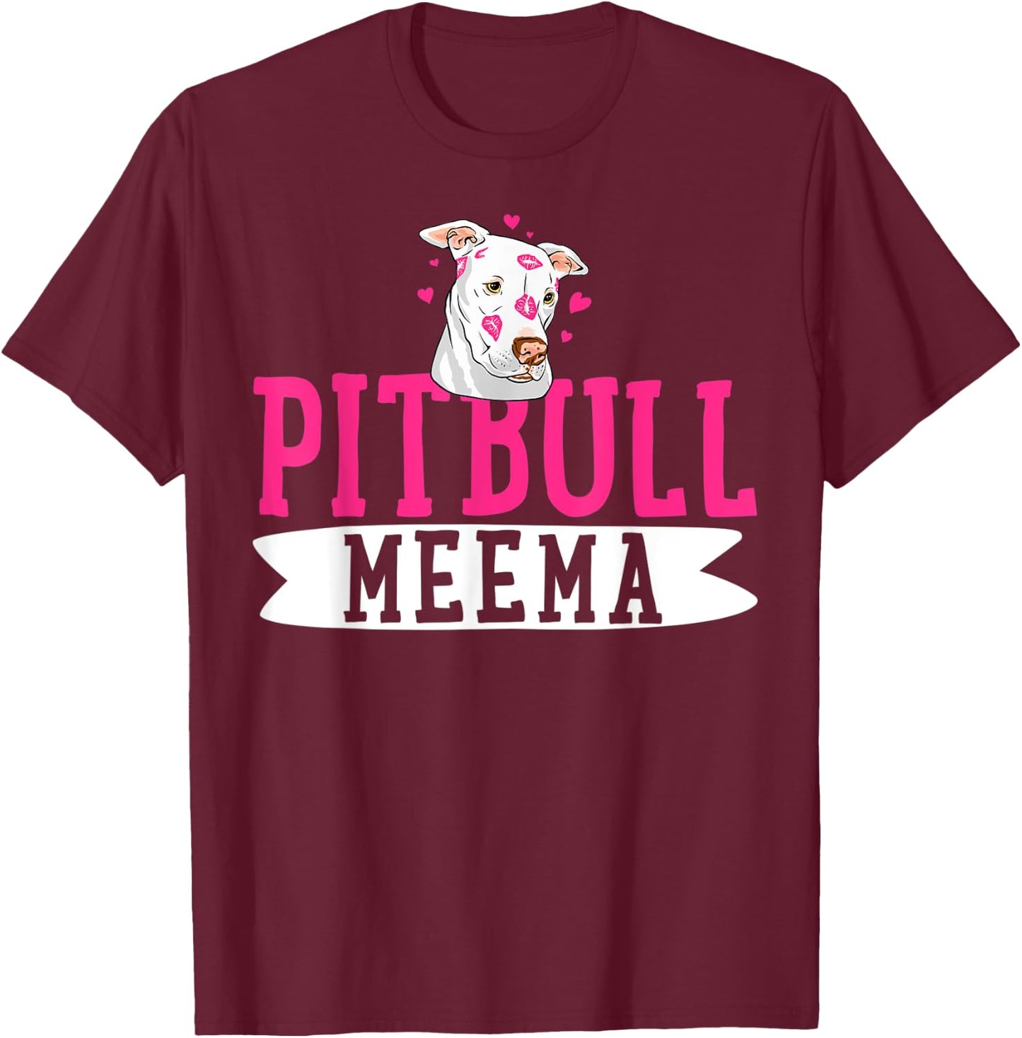 Pitbull Meema Pit Bull Terrier Dog Pibble Owner Mother's Day T-Shirt - T-Shirt | Maroon