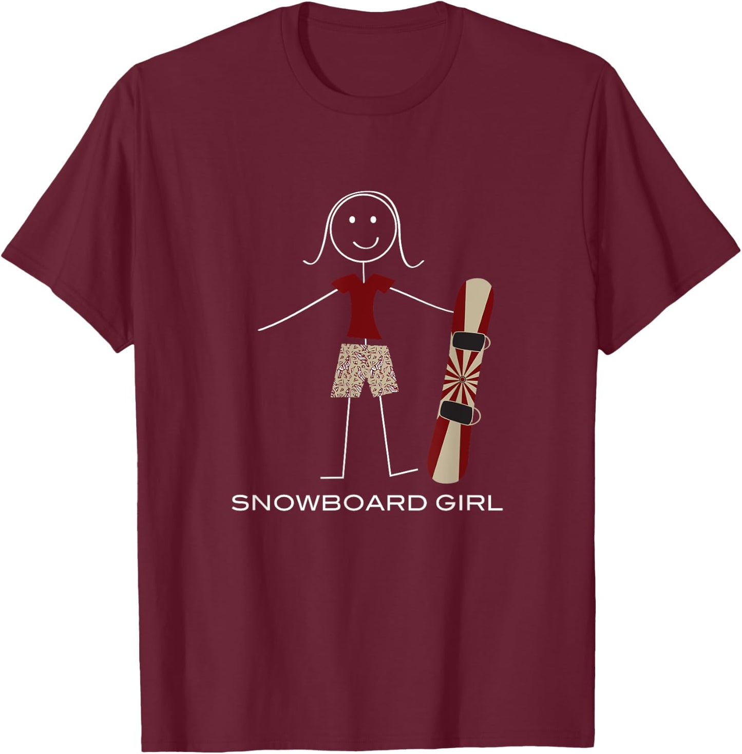 Funny Women Snowboarding, Girl Snowboard T-Shirt - T-Shirt | Maroon