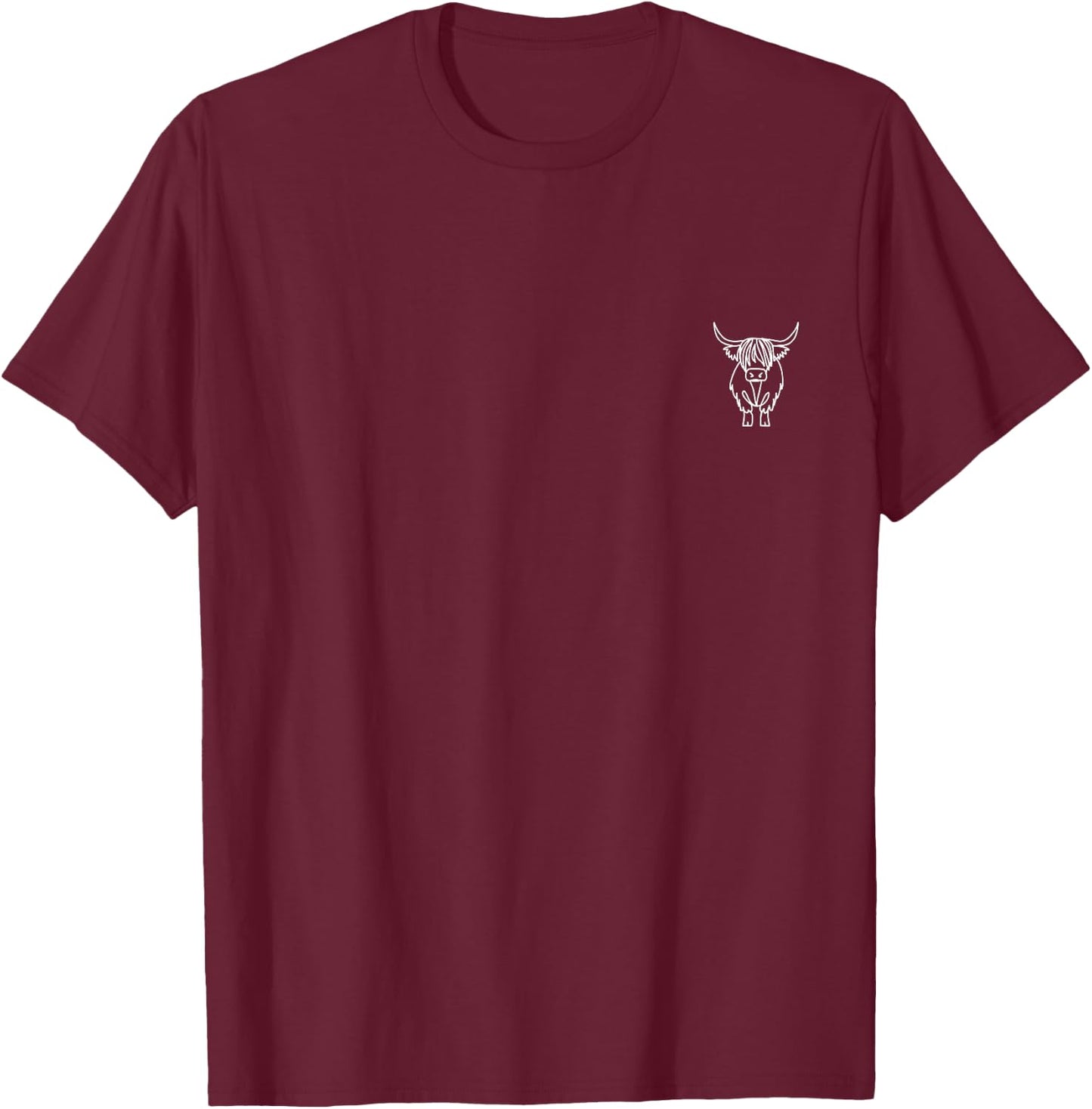 Highland Cow Minimalism , black T-Shirt - T-Shirt | Maroon