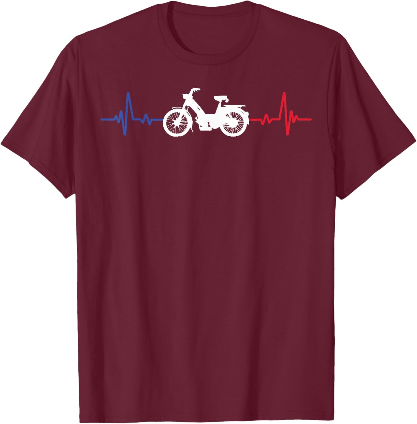 moped mob mobeur moped heartbeat humour , Black, S T-Shirt - T-Shirt | Maroon