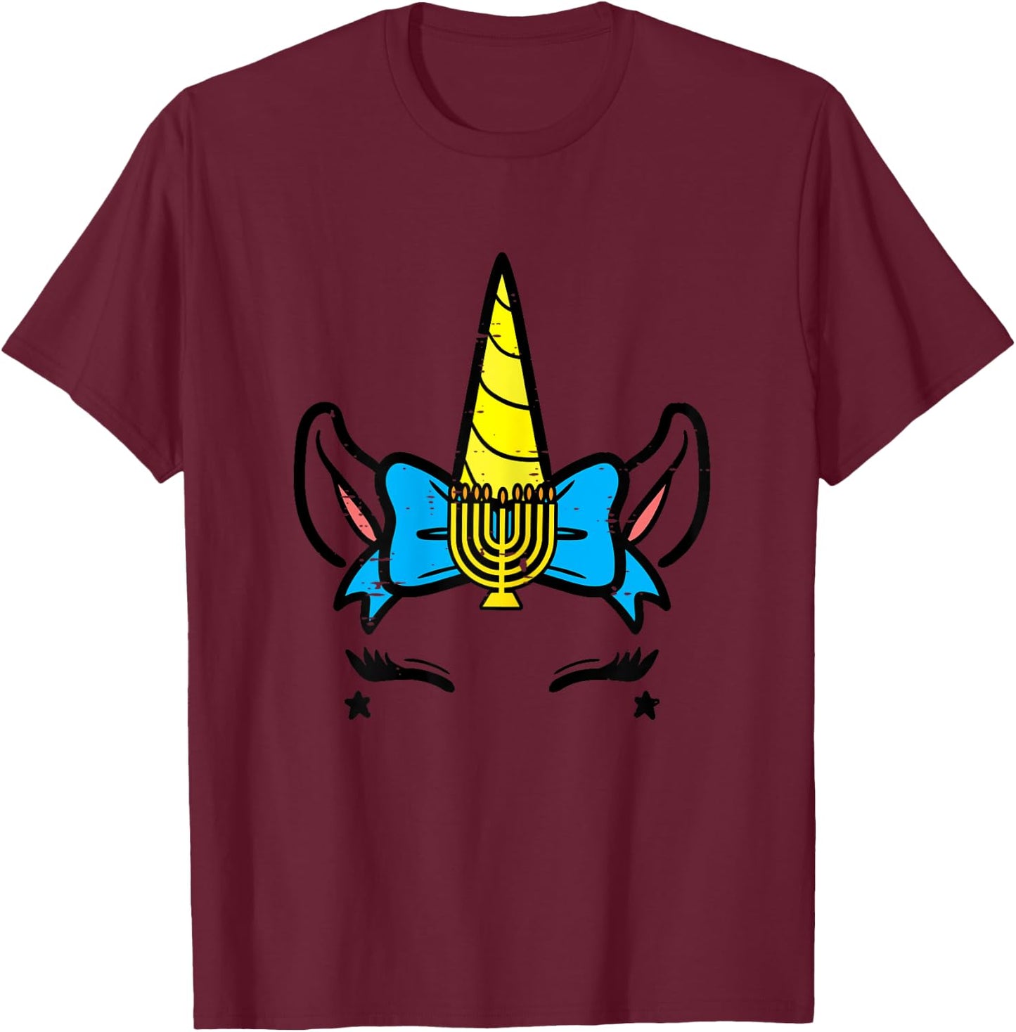 Hanukkah Unicorn Head Chanukah Jewish Girls Kids Toddlers T-Shirt - T-Shirt | Maroon