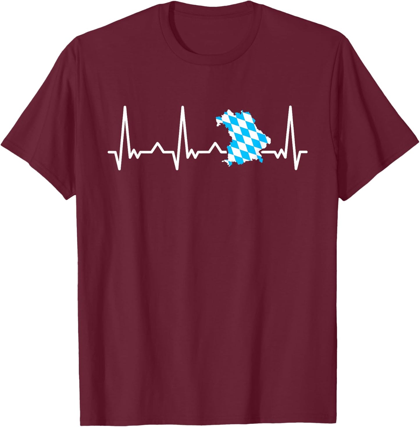 Bayern Herzschlag EKG Freistaat Bayern Bayerische Silhouette T-Shirt - T-Shirt | Maroon