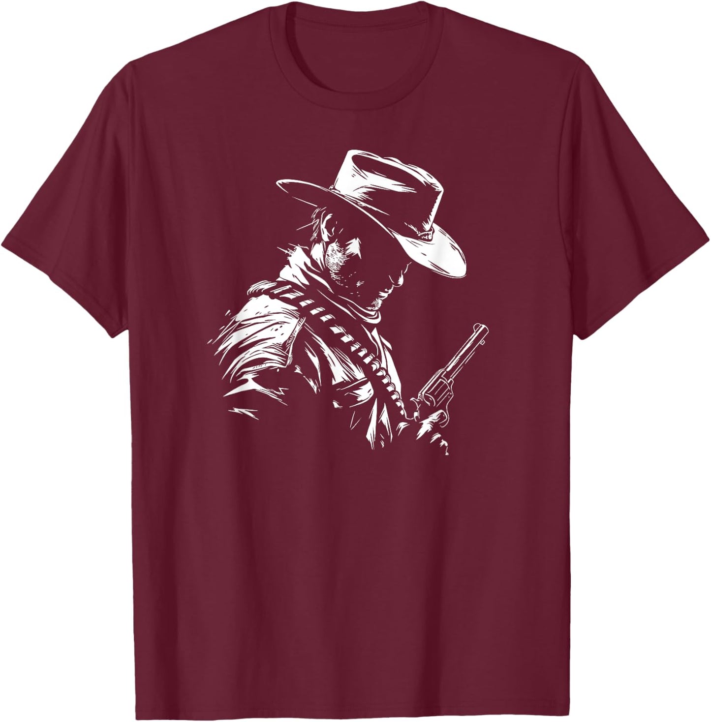 Retro Cowboy Old Western West Gun Revolver Countryman T-Shirt - T-Shirt | Maroon