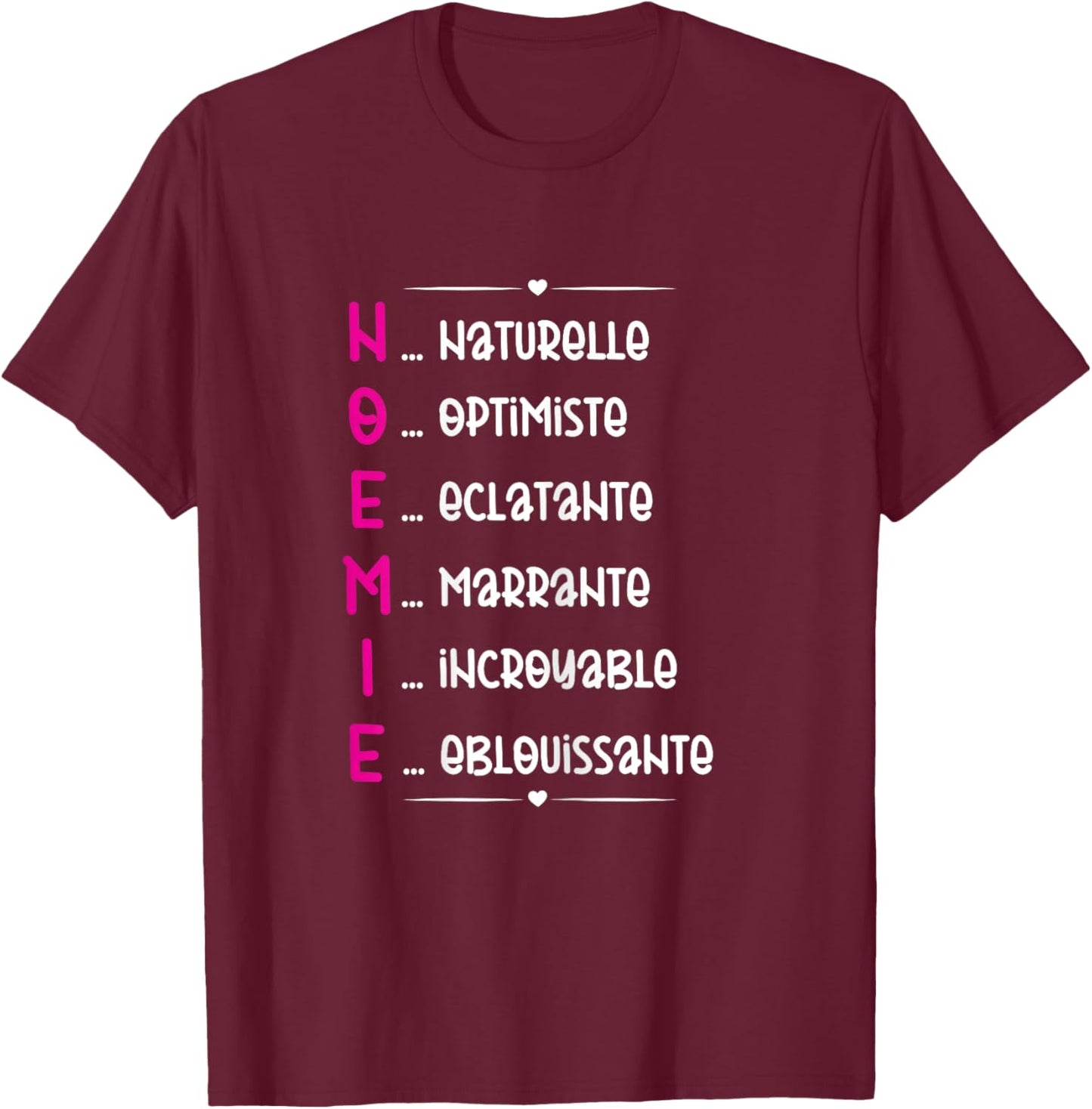 Noémie Prenom Personnalisé Femme Cadeau Prenom Noemie Girls' , Black T-Shirt - T-Shirt | Maroon