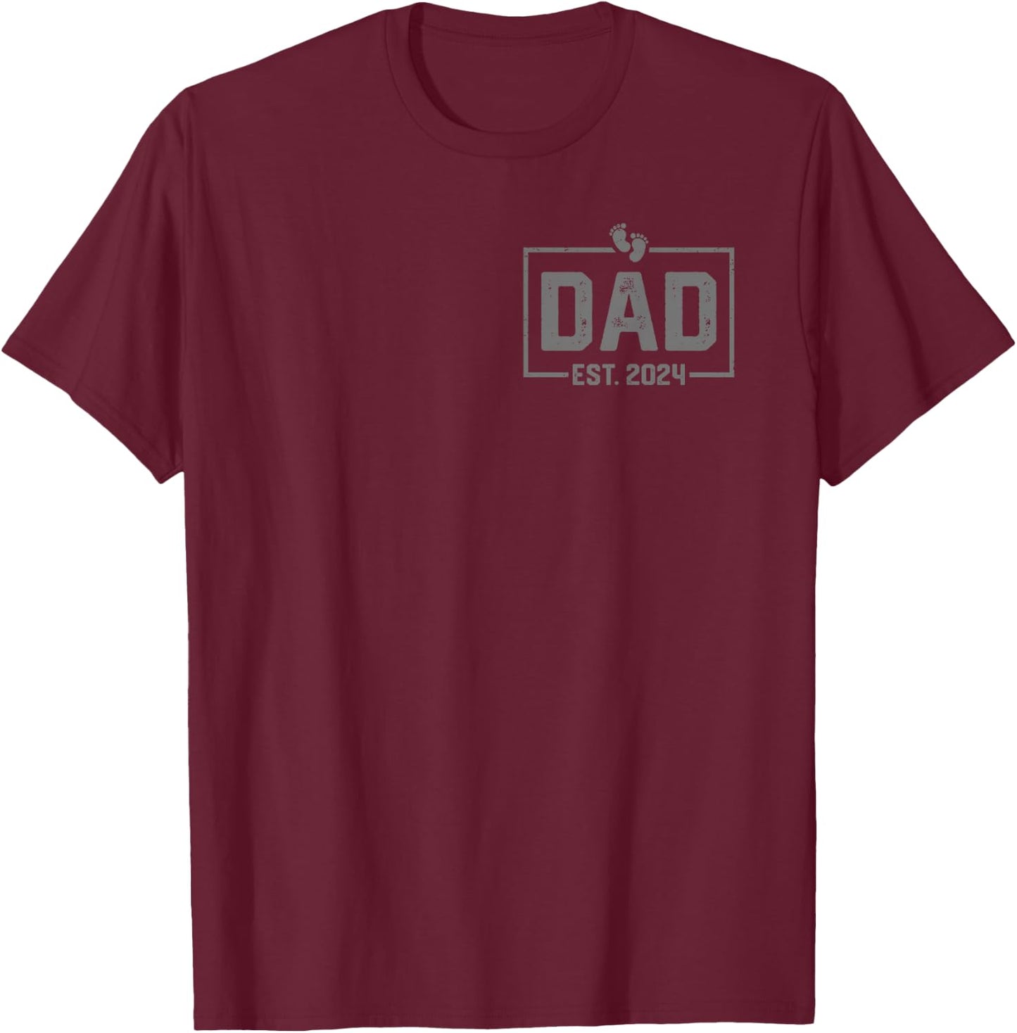 Dad Est. 2024 Dad 2024 Logo New Dad Fathers Day T-Shirt - T-Shirt | Maroon