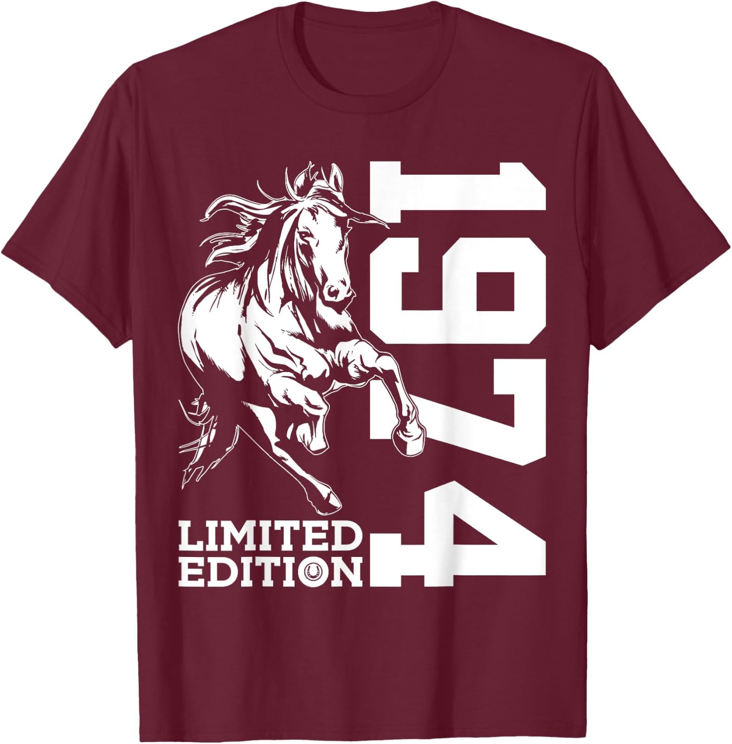 Riding 51st Birthday Horse Limited Edition 1974 Rider T-Shirt - T-Shirt | Maroon