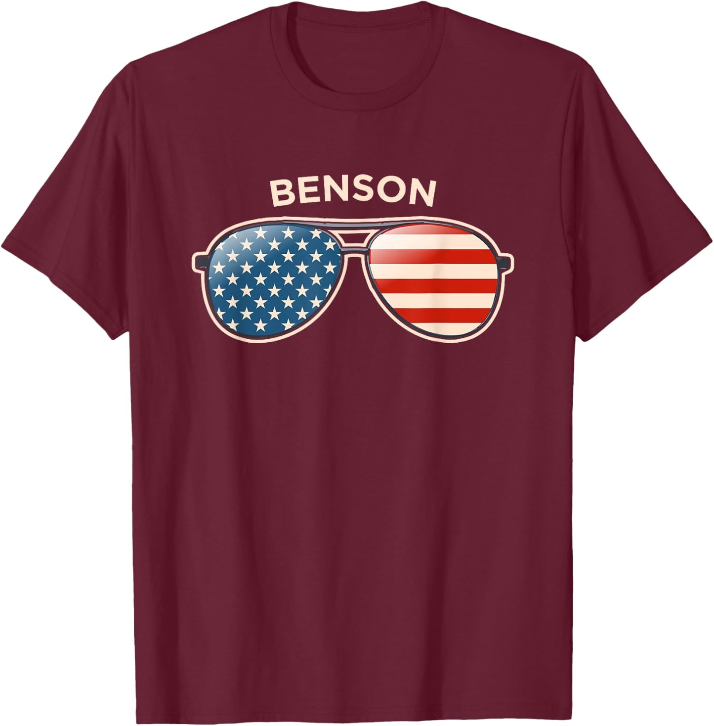 Benson, LA Vintage US Flag Sunglasses T-Shirt - T-Shirt | Maroon