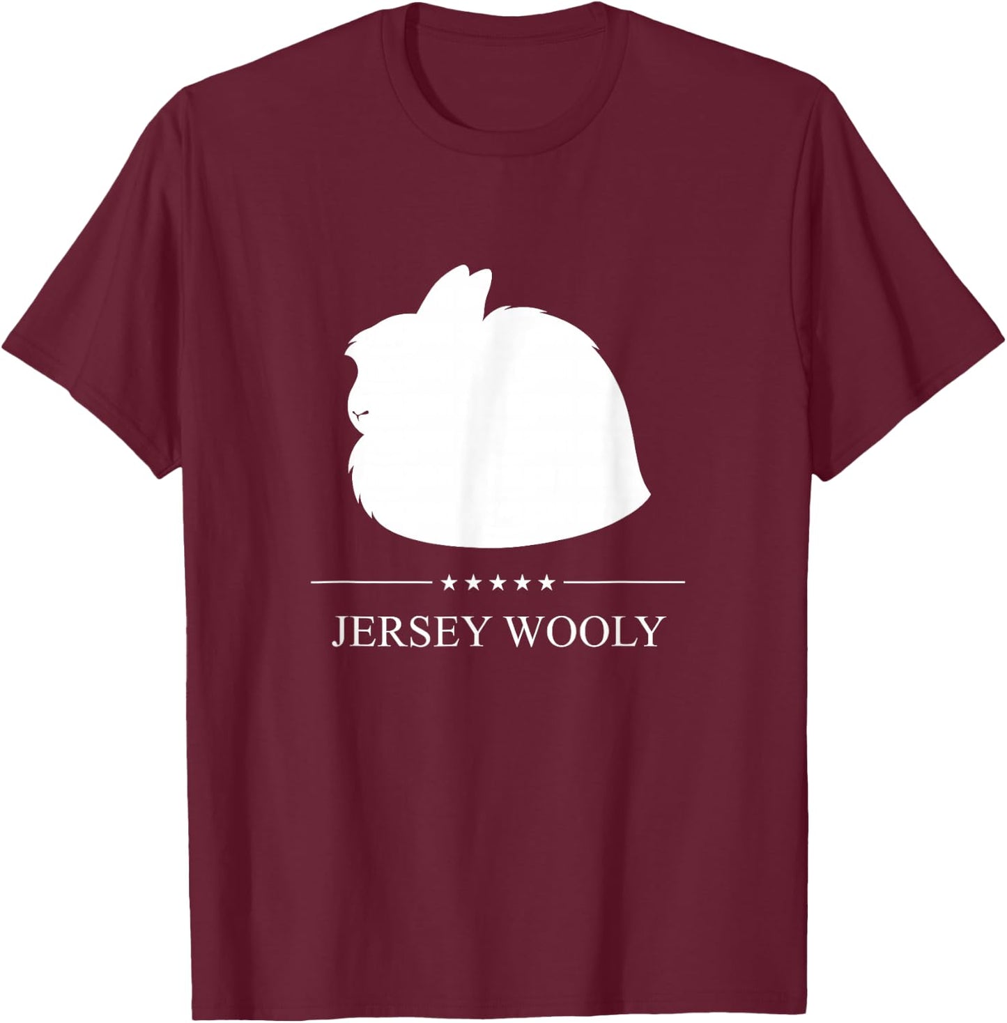 Jersey Wooly Rabbit White Silhouette T-Shirt - T-Shirt | Maroon
