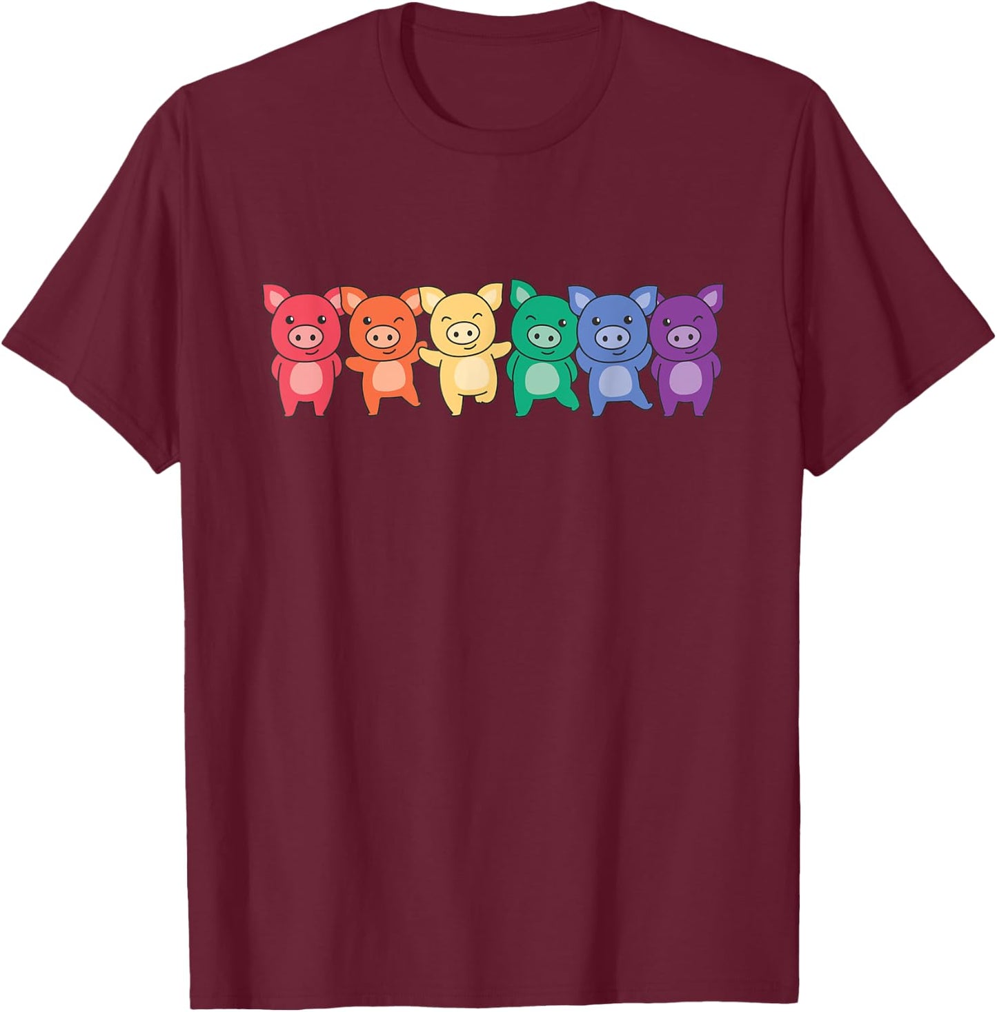 Rainbow Flag Pride Month Lgbtq Rainbow Pig T-Shirt - T-Shirt | Maroon